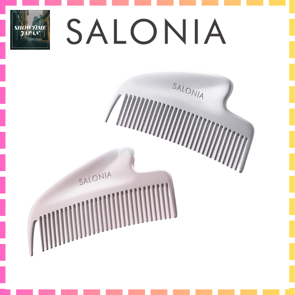SALONIA Glossy Care Metal Guasha Hair Comb, Silver/Pink, Beautiful Hair