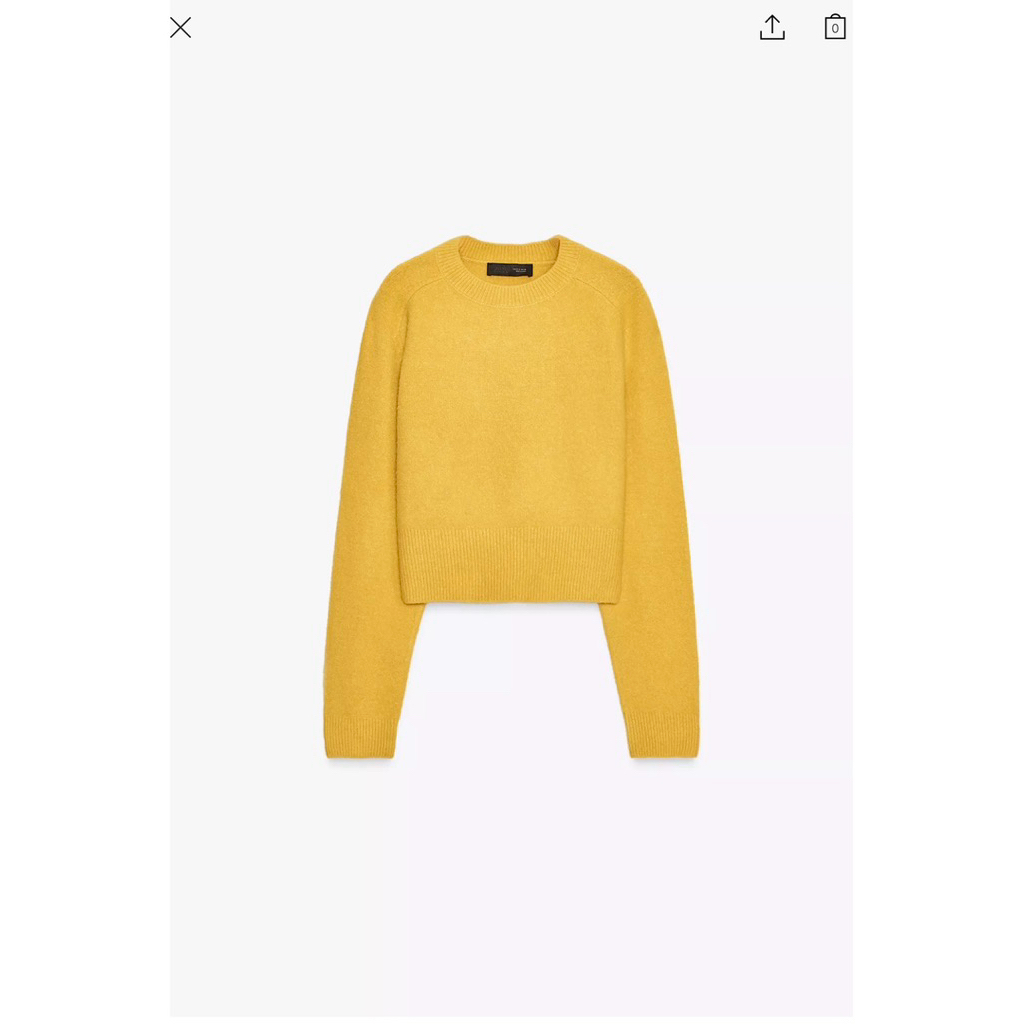 ZARA Sweater เสื้อไหมพรมสีเหลือง สีสวย สีจริงตามภาพนางแบบใส่ ผ้ายืด ผ้ายืด ไม่คัน – โปรปัง