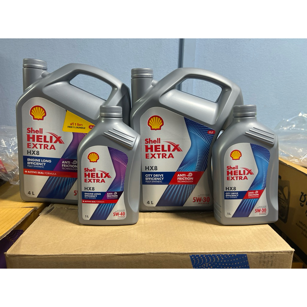 *แพ็ค 5 ลิตร* น้ำมันเครื่อง เบนซิน สังเคราะห์ 100% shell hx8 5w-30 หรือ 5w-40