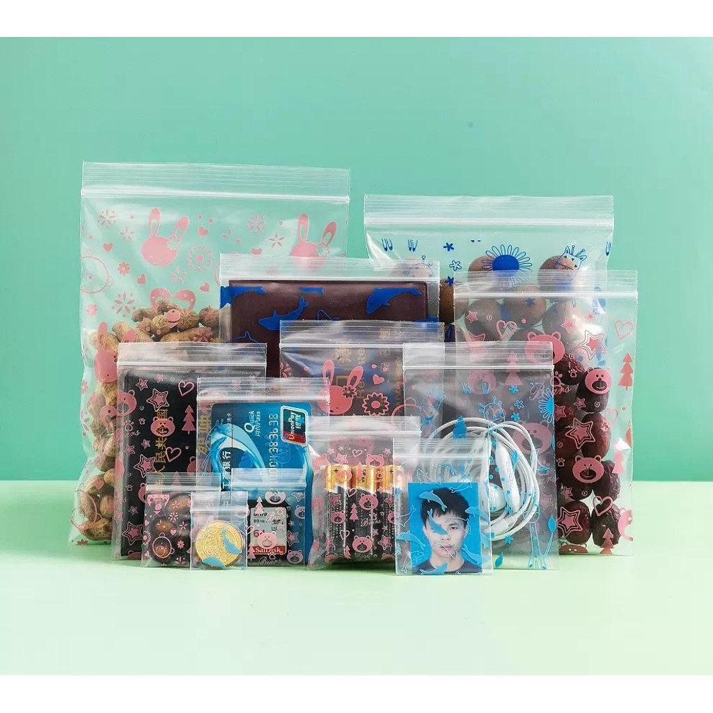 ถุงซิปแบบมีลายต่างๆแพ็ค 95-100ใบ[พร้อมส่ง]