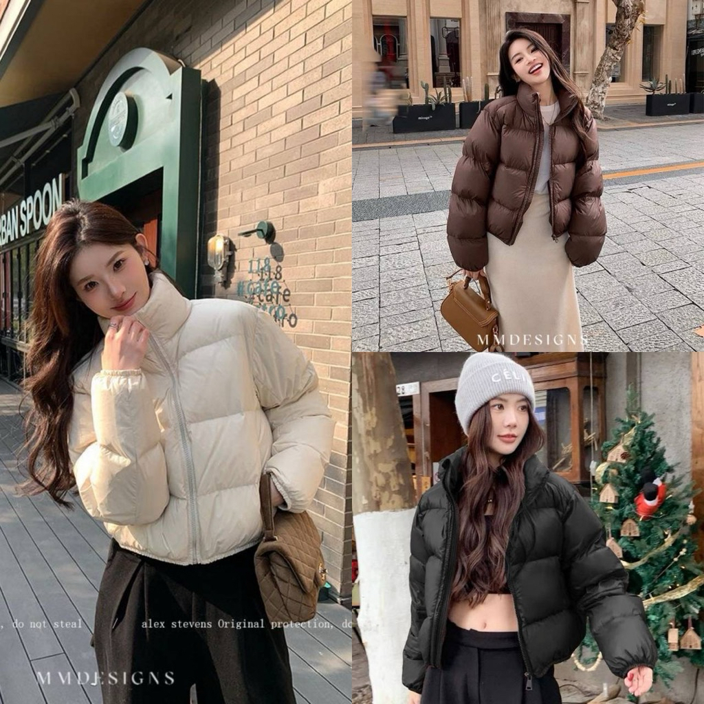 Jacket down เสื้อแจ๊คเกตกันหนาว เสื้อคอตั้ง งานซิปหน้า มีกระเป๋า