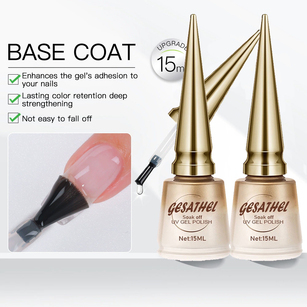 GESATHEL 15ml เคลือบสีเล็บเจล Top Coat / Base Coat สีเจล ทาเล็บเจล สีทาเล็บเจล UV LED ยาทาเล็บเจล