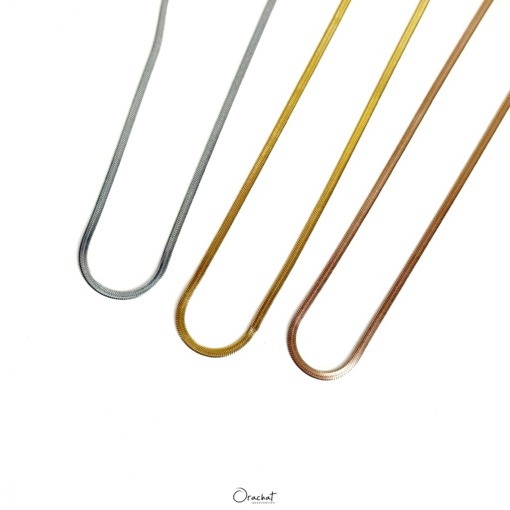 Madison 14k necklace. (สร้อยคอแบนตัวเรือนสแตนเลส ใส่ลุยได้เลยไม่ต้องระวังไม่ลอกไม่ดำ)