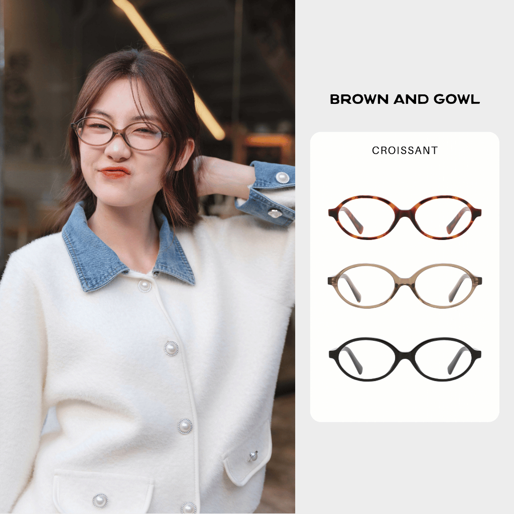 กรอบแว่นตาทรงเหลี่ยมรุ่น croissant พร้อมส่ง แถมฟรี! กล่อง+ผ้าเช็ดแว่น (กรอบจัดส่ง 1-2 วัน / ตัดเลนส์ 4-6 วัน)
