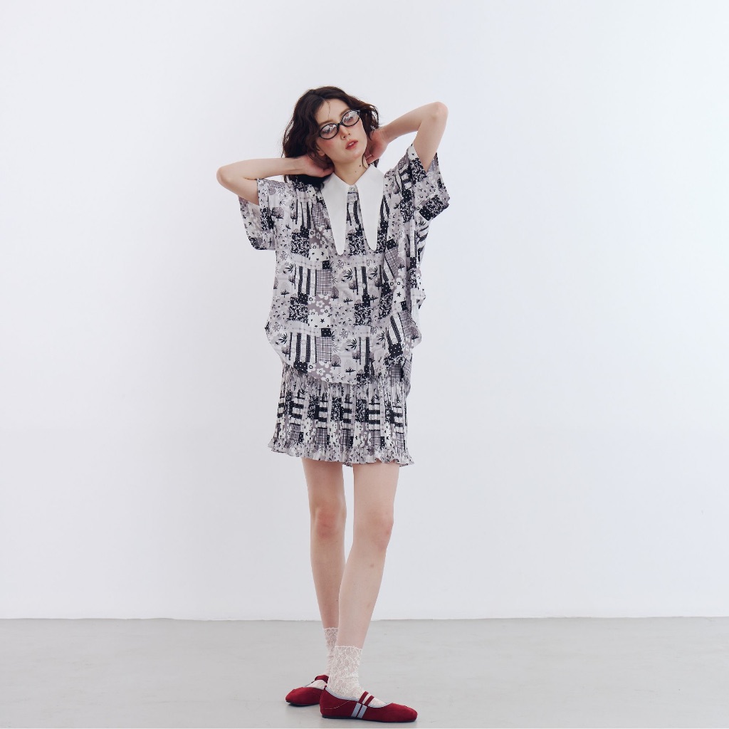 12FEBRUARY | PATCH PATCH TOP+SKORT (แยกชิ้น) ผ้าพิมพ์ลาย เฉพาะ 12FEBRUARY เท่านั้น