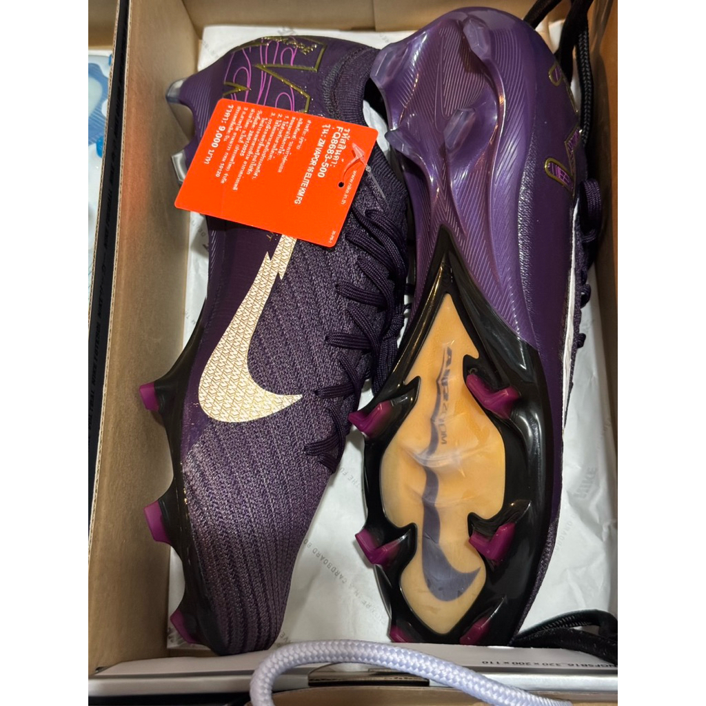 10 us 280 ZM Vapor 16 Elite KM FG สี Grand Purple/Pale Ivory รองเท้าฟุตบอล