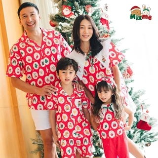 Mix Me เสื้อครอบครัว คุณพ่อ คุณแม่ เข้าเซตคุณลูก ธีมคริสต์มาส สุดน่ารัก ผ้า Oxford 100%Cotton รุ่น 400445/500444