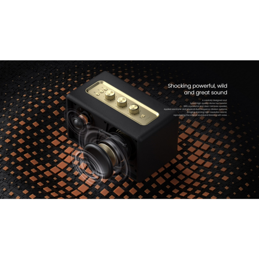 Mlove ลำโพงบลูทูธ รุ่น A200 — Retro Premium เสียงดี เบสแน่น ปรับโทนเสียงได้ ของแท้ประกันศูนย์ไทย 2ปี
