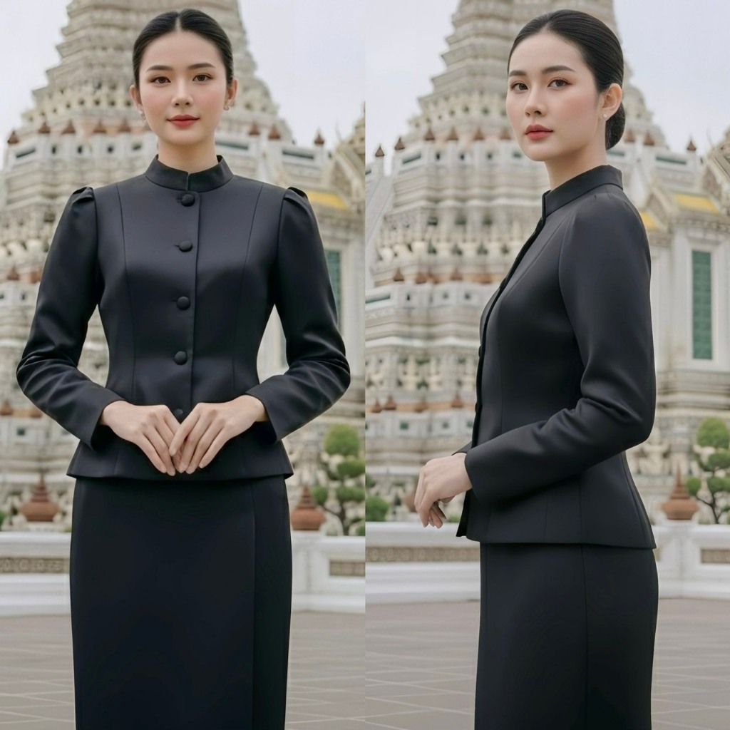 ชุดไทยจิตลาดาแขนยาว+กระโปรงยาว