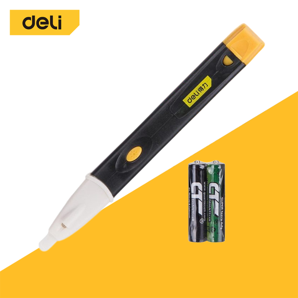 Deli ปากกาวัดไฟ ปากกาเช็คไฟ ปากกาทดสอบไฟฟ้า 1000V แบบไม่สัมผัส Non-Contact มีเสียงแจ้งเตือน(ปากกาวัดไฟ) Voltage Tester