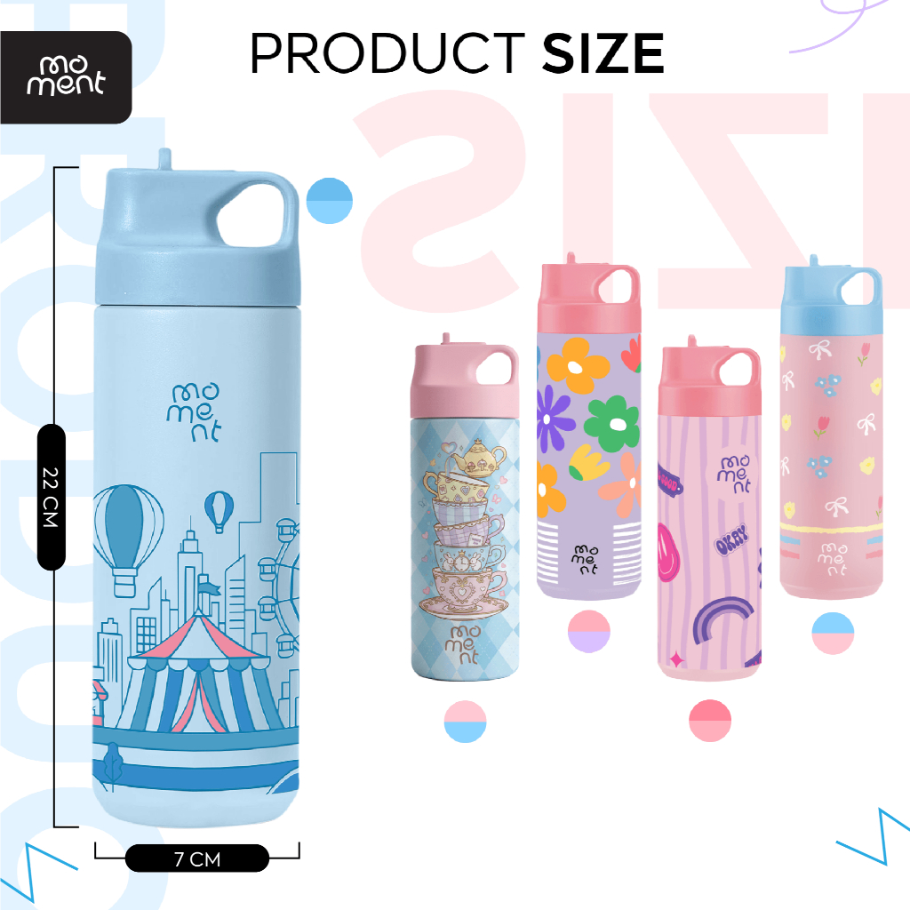 Brand Moment กระบอกน้ำสแตนเลสทรง Sport รุ่น Lovely ขนาด 500 ml.สกรีนรอบใบ ลวดลายสวยงาม - รูปที่ 4