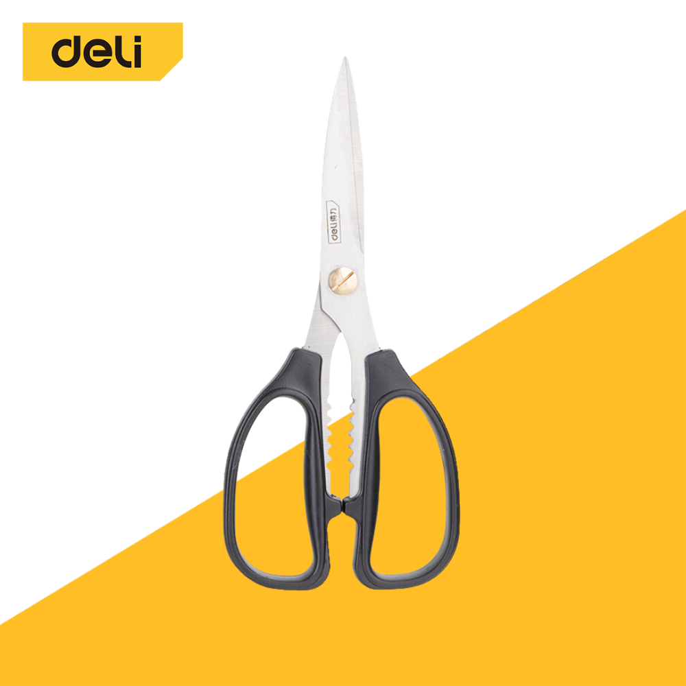 Deli กรรไกรทรงจีน กรรไกรเจาะโปโล 8นิ้วใช้งานอเนกประสงค์ ด้ามจับหุ้มยาง ใบมีดคม Scissors