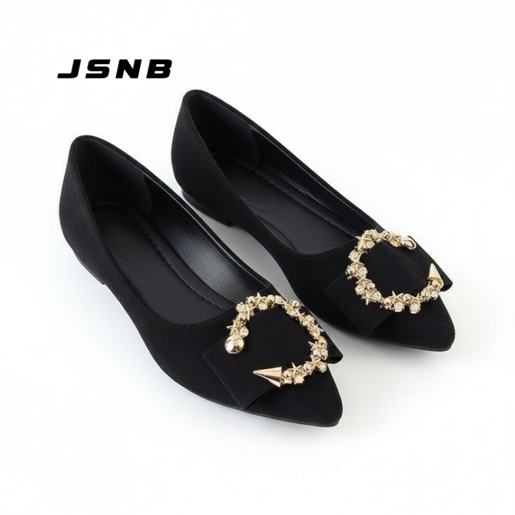 JSNB ส่งฟรี รองเท้าคัทชูหัวแหลม รองเท้าส้นแบน พร้อมส่ง คัทชูใส่ทำงาน รองเท้าลำลองผู้หญิง นุ่มสบายเท้