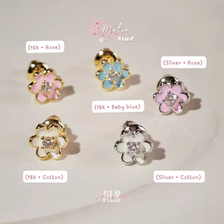 Melia stud earrings - Aelin.ALN ต่างหูดอกไม้ชุบสี มี 5 แบบ สาวแพ้ง่ายใส่ได้ค่ะ rhodium plated #SE12-01