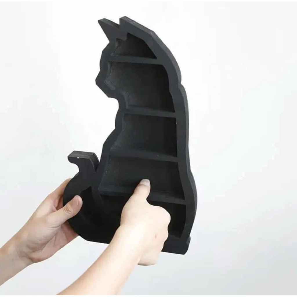 Vintage Gothic Black Wooden Cat Shelf
