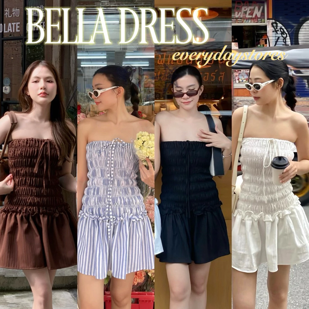 𝗕𝗲𝗹𝗹𝗮 𝗱𝗿𝗲𝘀𝘀🥨🥯💕 เดรสเกาะอกสั้นแต่งย่นรอบตัวแต่งระบายรุ่นนี้น่ารักโซคิ้วสุดๆ (โรงงานผ้าที่ไทยร้านผลิตเอง)
