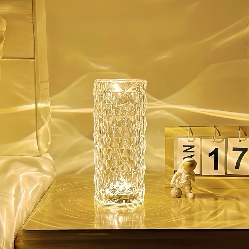 โคมไฟLED โคมไฟคริสตัล Rose Lamp เปลี่ยนได้16สี ควบคุมด้วยรีโมทและสัมผัส โคมไฟตั้งโต๊ะ