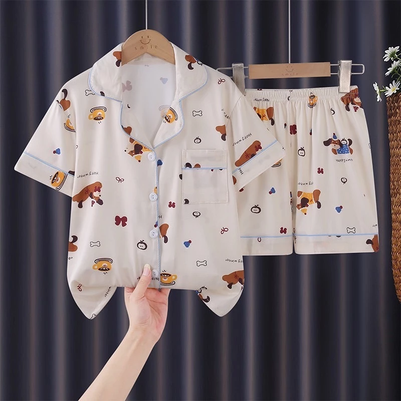 ชุดนอนเด็กคอปกแขนสั้นพิมพ์ลายน่ารัก 110cm-150cm นื้อผ้านุ่มใส่สบาย thumbnail 6
