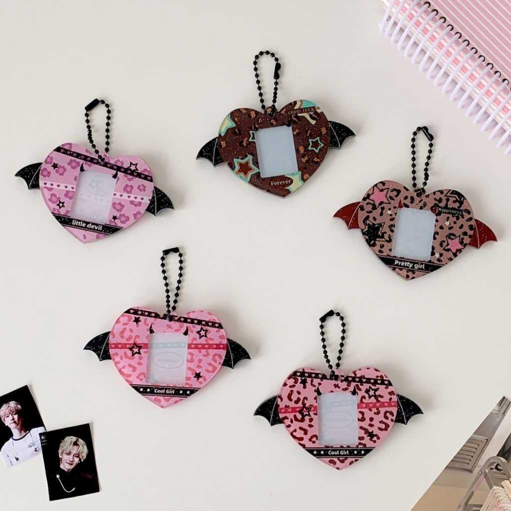 พร้อมส่งจากไทย!!! พวงกุญหัวใจ พวงกุญแจกรอบรูปที่ใส่บัตรลายเสือ งานDIY งานสวยงานเกาหลีสีน่ารัก *ไม่มีปริ้นรูป