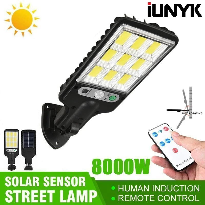ไฟถนนรีโมทคอนโทรล 8000W ไฟถนนโซล่าเซลล์ ไฟสปอตไลท์ ไฟLED โคมไฟถนน Solar Light ไฟสปอตไลท์