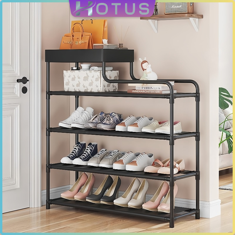 HOTUS ชั้นวางรองเท้า ทำจากโครงเหล็ก มีที่วางของ ชั้นวางรองเท้าแบบโครงเหล็กสไตล์มินิมอล ประกอบและถอดได้ง่ายมี