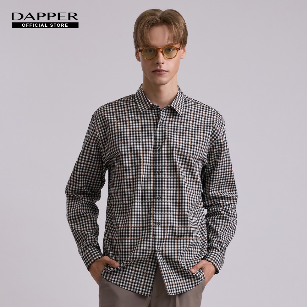 DAPPER เสื้อเชิ้ตแขนยาว Tartan Check Shirt สีดำ (BCL/BK/504TS)