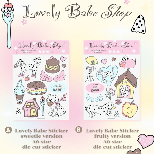 sticker a6 ⭐️🐶🍩 the lovely babe shop น้องหมาดัลเมเชี่ยน ขนมหวาน ลายน่ารัก by amyourdream