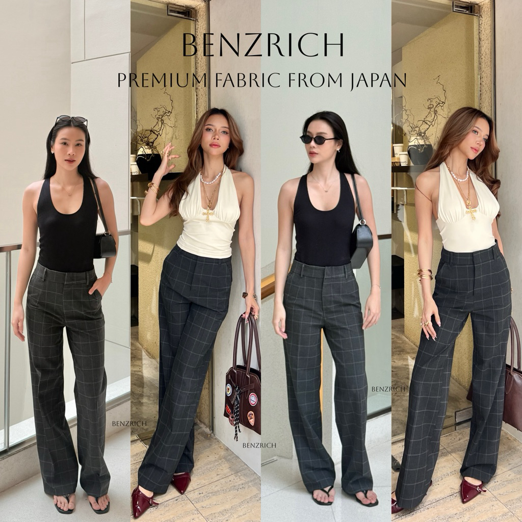 สก็อตญี่ปุ่นพรีเมี่ยม ขากระบอกกลาง กางเกงแฟชั่นกางเกงทำงาน