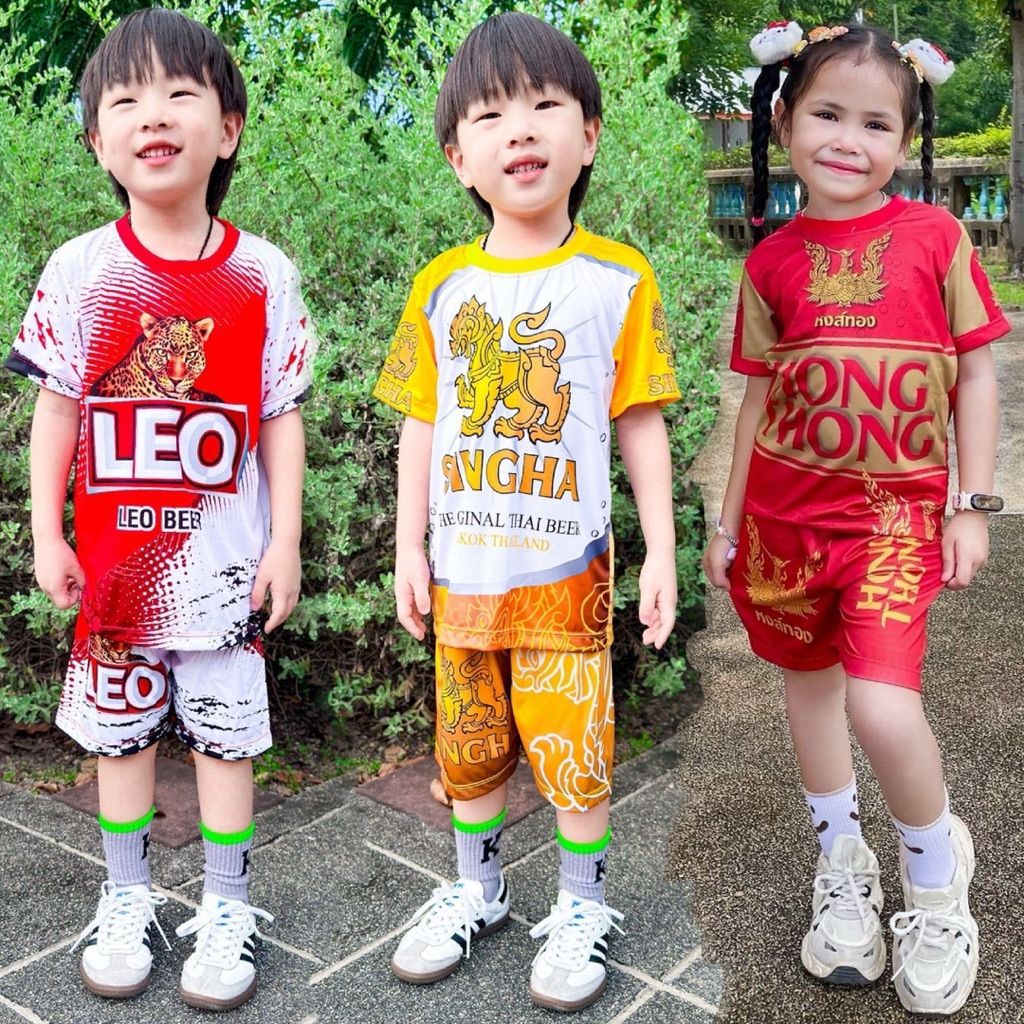 ชุดเซ็ทเด็ก เสื้อแขนสั้น+กางเกงขาสั้น ชุดเด็ก ลายการ์ตูน ผ้าไมโครไฟเบอร์