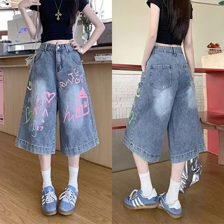 S-10XL กางเกงยีนส์ 7 ส่วน 4 กระเป๋า ยีนส์นิ่มสีสันสดใส ผ้าเบาใส่สบาย ทรงสวยระบายอากาศได้ดี