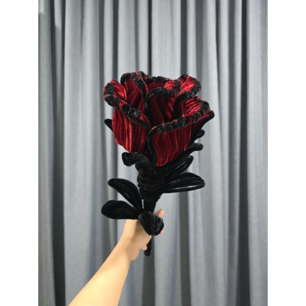 ดอกไม้ ดอกกุหลาบ ดอกกุหลาบใหญ่ ลวดกำมะหยี่ ของขวัญ พร้อมส่ง thumbnail 4