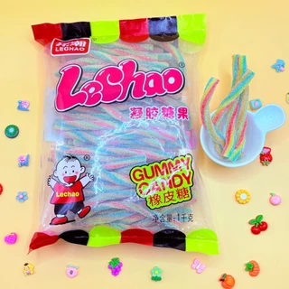 LeChao Stick เยลลี่สติ๊กผลไม้ เคี้ยวสนุกได้ทั้งแบบสั้นและยาว ขนาดจุใจ 1 กิโลกรัม ถูกใจสายเยลลี่