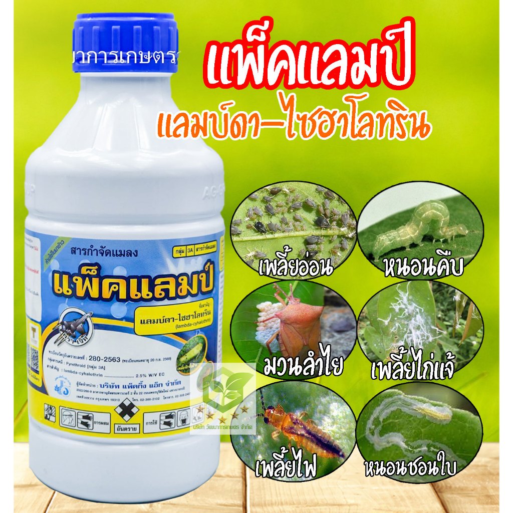 แพ็คแลมป์ ( แลมป์ดา ไซฮาโลทริน 2.5% W/V EC) 1 ลิตร แลมดา ยาฆ่าแมลง หนอน เพลี้ย