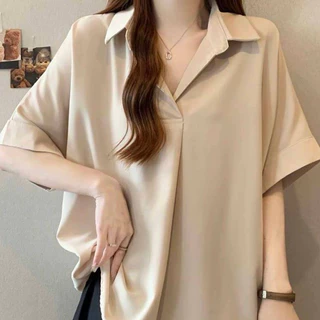 K59 🧸 เสื้อเชิ้ตคอปกแขนสั้นสาวอวบ XXXXXXL สวมง่าย ใส่ได้ทุกวัน รอบอกใหญ่ถึง 62 นิ้ว ทรงสวย ผ้าทิ้งตัวน่ารักมากๆ 🧸