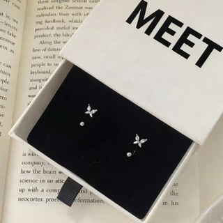 MEET💕Dream girl ต่างหูแฟชั่น ตุ้มหูเงินแท้ ต่างหูผู้หญิง ต่างหูเพชร ต่างหูผีเสื้อ earrings