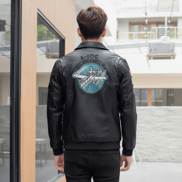 CODเสื้อผ้าผู้ชายอินเทรนด์ เสื้อแจ็กเก็ตหนังผู้ชาย ผ้าดี รูปที่ 4