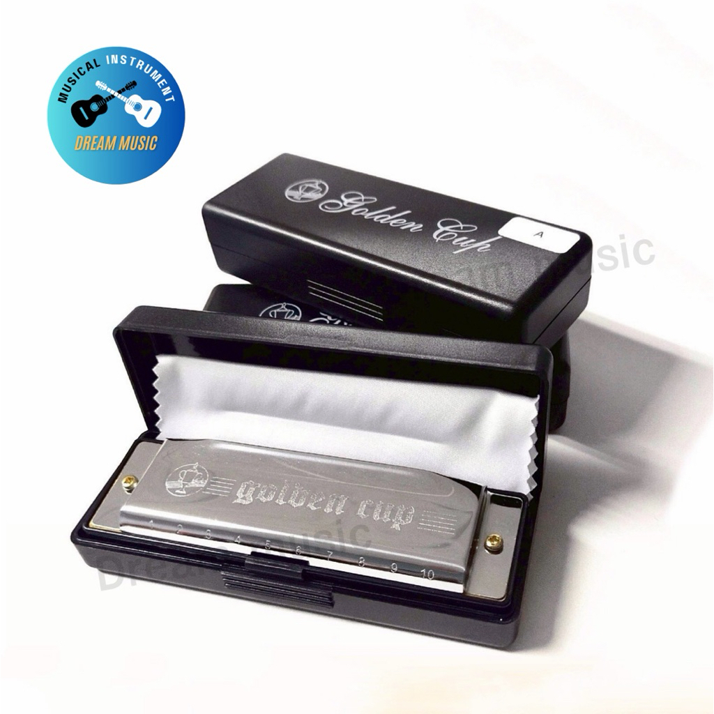 เมาท์ออแกน Harmonica ยี่ห้อ GOLDEN CUP คีย์ A, B, C, D, E, F, G  10 ช่อง ฮาร์โมนิก้า เสียงมาตรฐาน กระจ่าง ใส พกพาง่าย