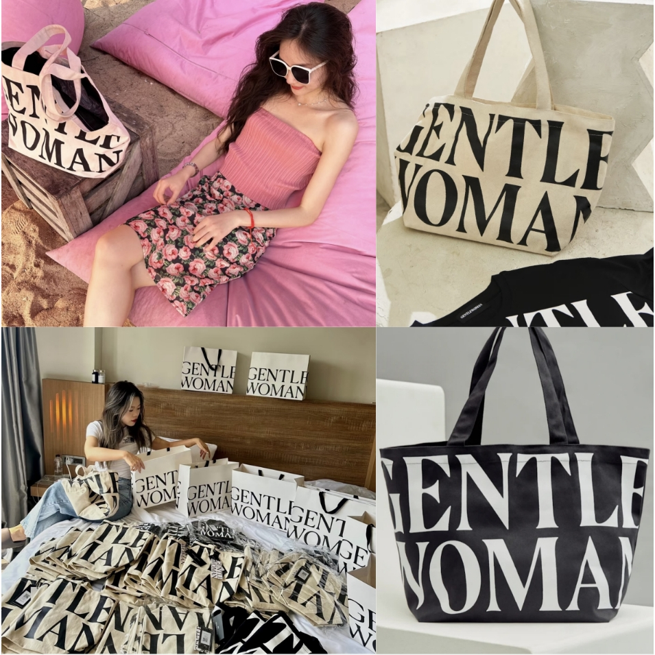🔖พร้อมส่ง🔥แท้💯Gentlewoman Club :GW Canvas Tote Bag White/Black กระเป๋าผ้า กระเป๋าแบรนด์ไทย กระเป๋า gentlewomen