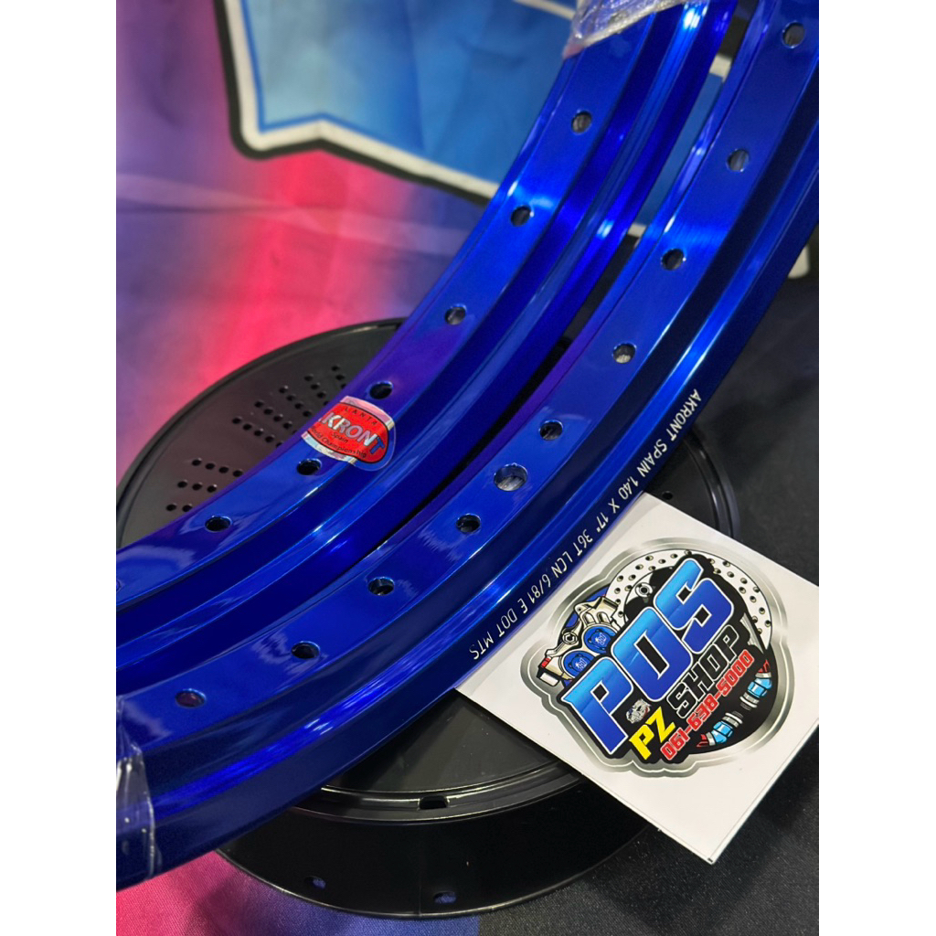 วงล้อ Akront ทรงA สีล้วน สีมันเงา ตัวกัดCnc Akront ตัวTop พร้อมจัดส่ง 1.40x17 คู่ Pos Pz shop