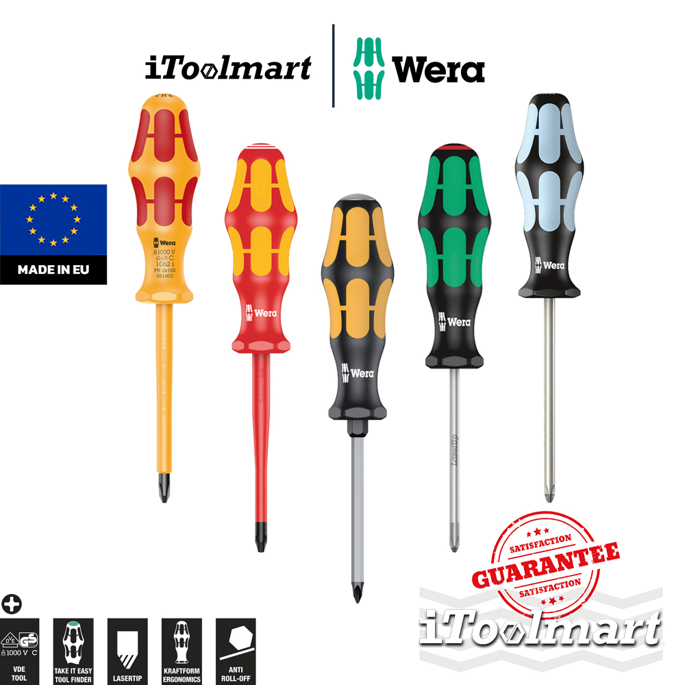 WERA ไขควงปากแฉก Kraftform PH1 / PH2 / PH3 / PZ1 / PZ2