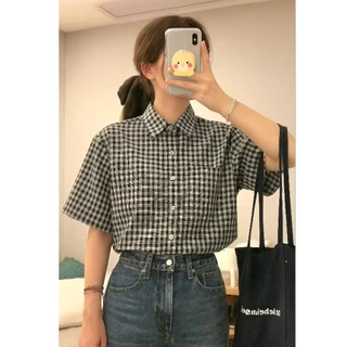 เสื้อเชิ้ตลายสก็อต ดำ ขาว ผ้าคอตตอน นุ่ม ลื่น ใส่สบาย งานไทย พร้อมส่ง BY MINIMAL CLUB
