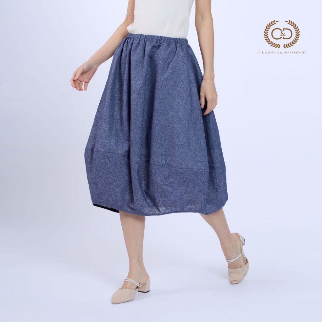 C&D Skirt Linen Fusion กระโปรง กระโปรงบอลลูน สีกรม C9ZPNV