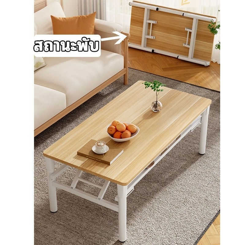 โต๊ะกลางโซฟา 120/100CM โต๊ะพับไม้ ไม่ต้องติดตั้ง โต๊ะกินข้าว ลายหินอ่อน สแตนเลสอย่างดี ขาเหล็กหนา - รูปที่ 4
