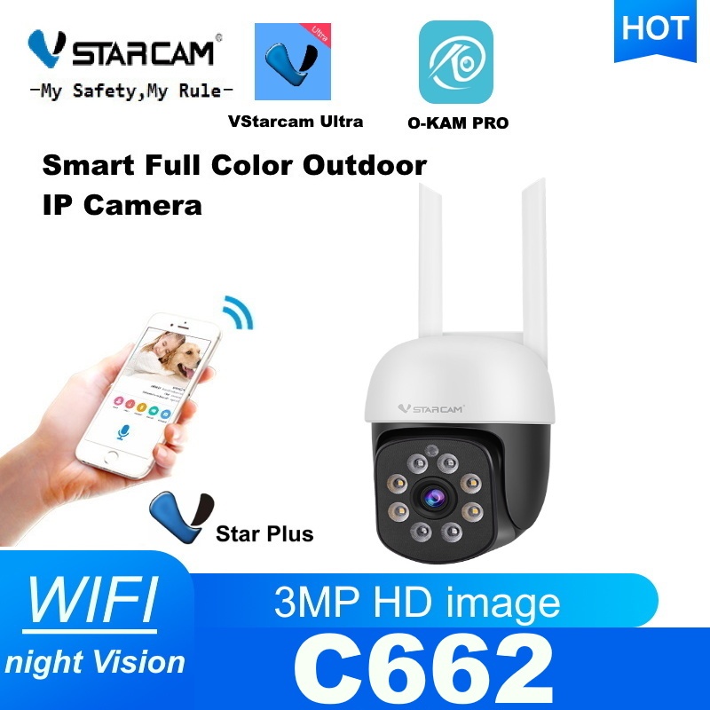 Vstarcam C662 ความละเอียด 3 ล้านพิกเซล (1296P) กล้องวงจรปิดไร้สาย ภาพสี มีAI+ คนตรวจจับสัญญาณเตือน