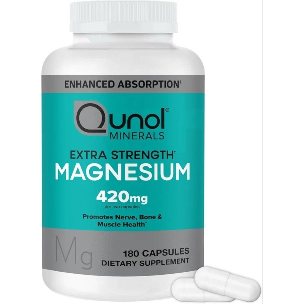 ✨️พร้อมส่ง✨️Qunol Magnesium Capsules 420mg, 180 Capsules