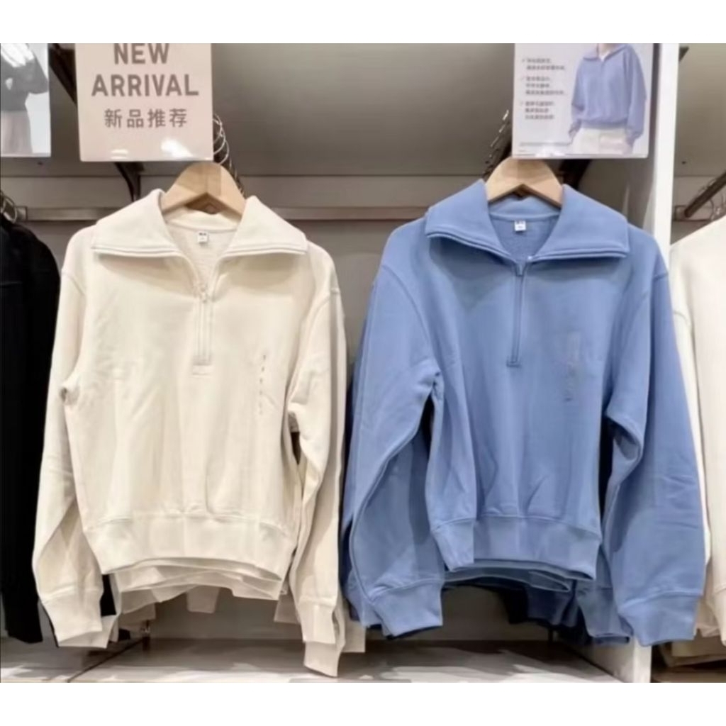 เสื้อ​แขน​ยาว​ผู้หญิง​ เสื้อ​กัน​หนาว​ UNIQLO​ มือสองของแท้100% Shop Thai size M สีครีม​ ซักรีดแล้ว 