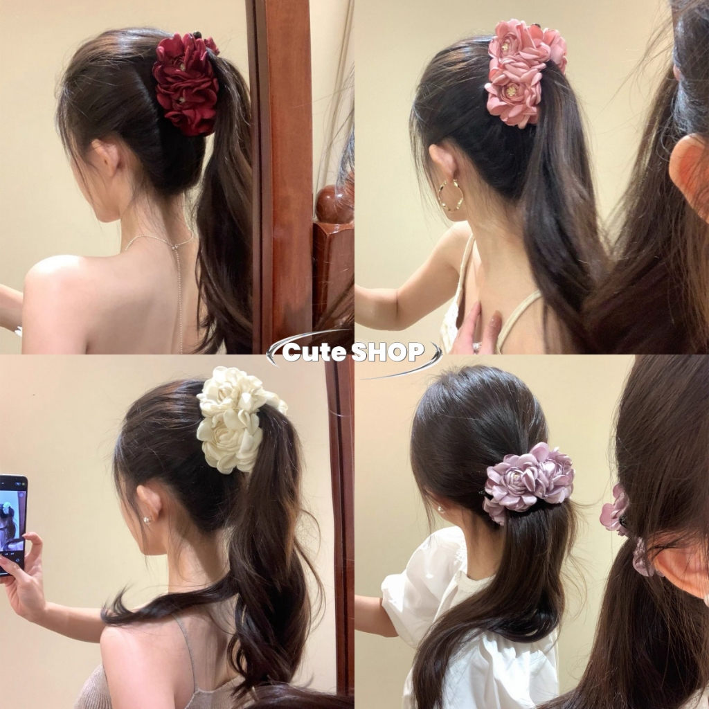 กิ๊ฟกล้วยหนีบผม กิ๊บดอกไม้ แฟชั่นย้อนยุค สินค้าขายดี ทรงหางม้าสไตล์เกาหลี ทรงหางม้าข้าง ส่งไวจากไทย