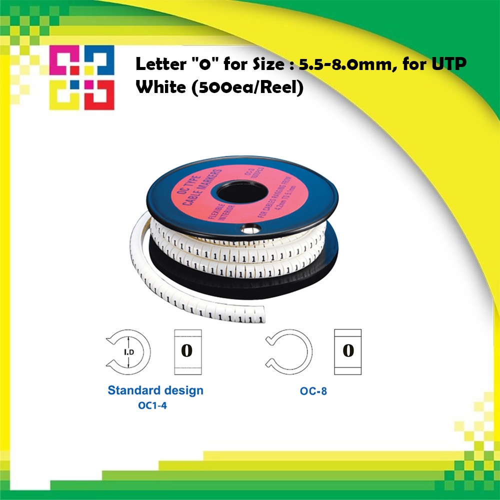 OC4-0 Letter "0" for Size : 5.5-8.0mm, for UTP White (500ea/Reel)