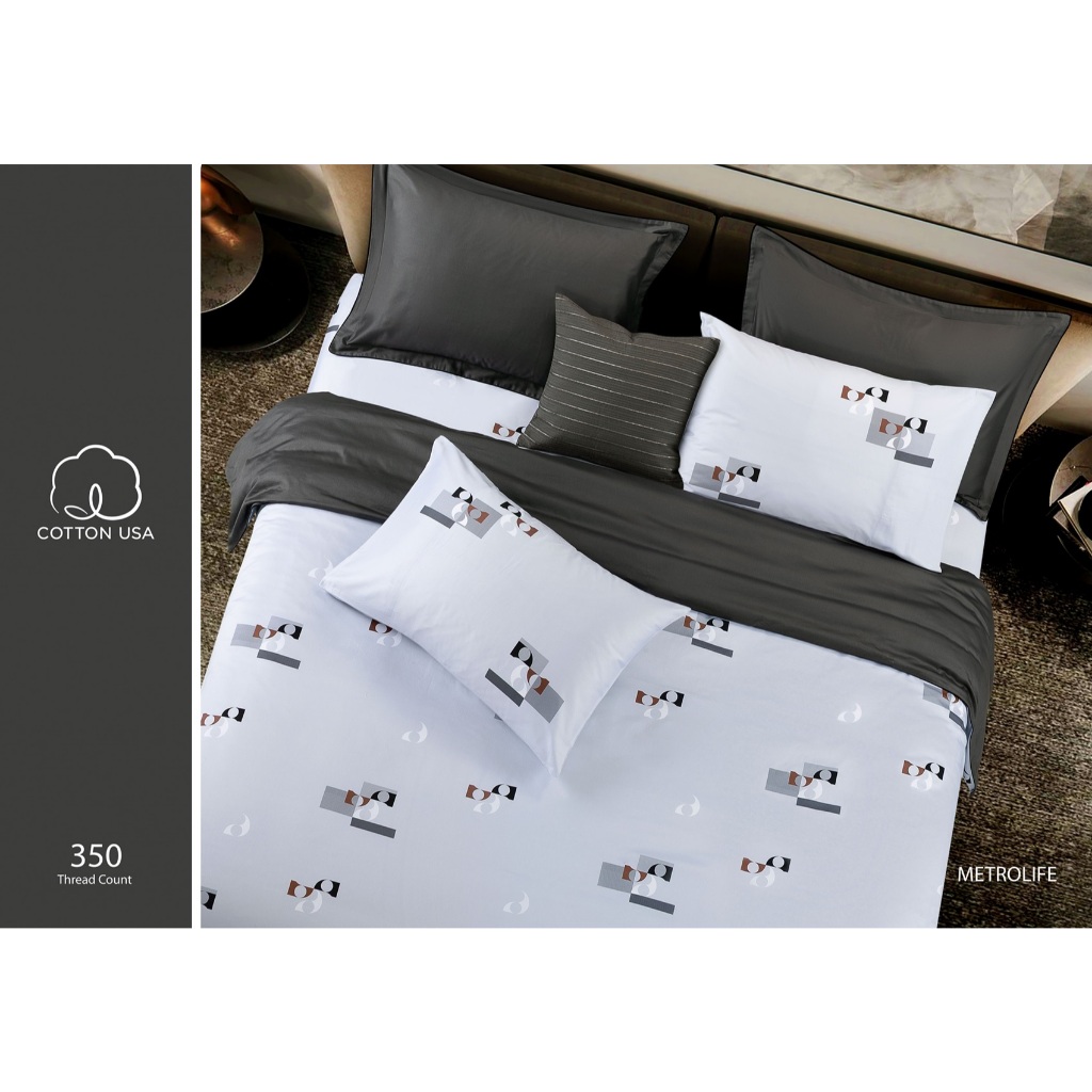SANTAS ชุดเครื่องนอน ดีไซน์ METROLIFE ทอ 350 เส้นด้าย COTTON USA เส้นใยฝ้ายบริสุทธิ์ 100%