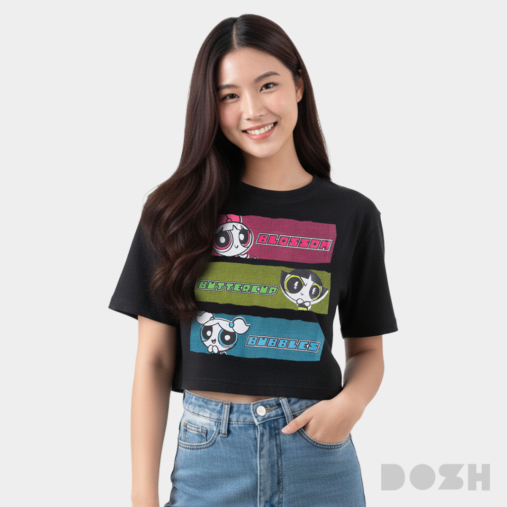 DOSH WOMEN'S CROPPED T-SHIRTS SUPERMAN เสื้อยืดทรงครอปผู้หญิง 2สี (ขาว-กรม) DSWT1046 (XS/S-M/L)